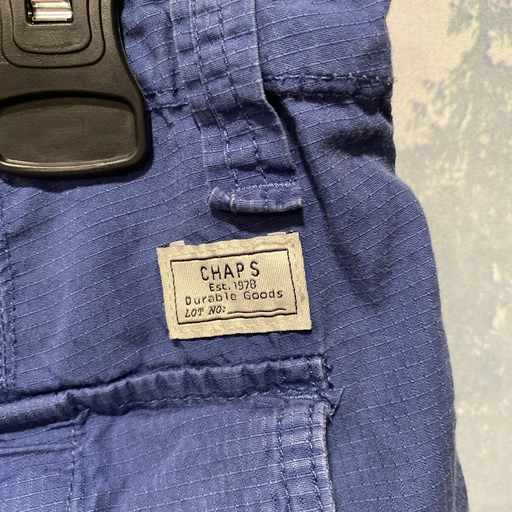 Chaps Mens Shorts SZ 34 Blue Cargo Flat Front